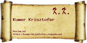 Kumer Krisztofer névjegykártya